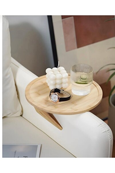 MİMOZA PARK Bambu Koltuk Kenarı Sehpası Yuvarlak Koltuk Üstü Takılabilir Yan ...