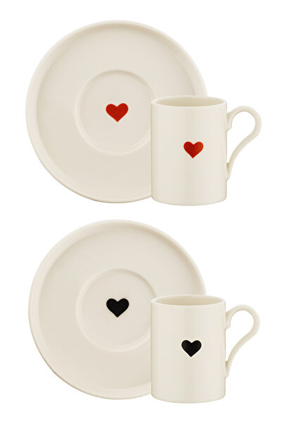 Kütahya Porselen Bone Pure Love 4 Piece Coffee Set for 2 People