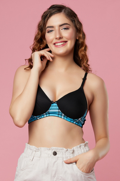 Clovia Level 1 Push-Up Non-Wired Demi Cup T-shirt Bra in Black