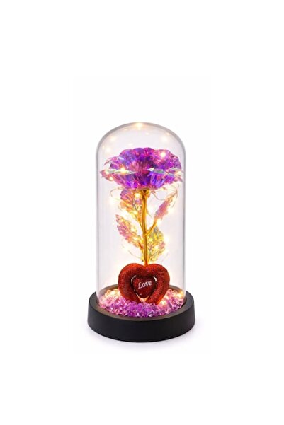 Om Decorative Dome with Artificial Flower and LED Heart