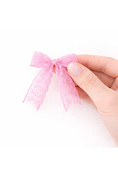 la minör Pink Poly Lace Ribbon Ready-Made Bow - 20 Pieces