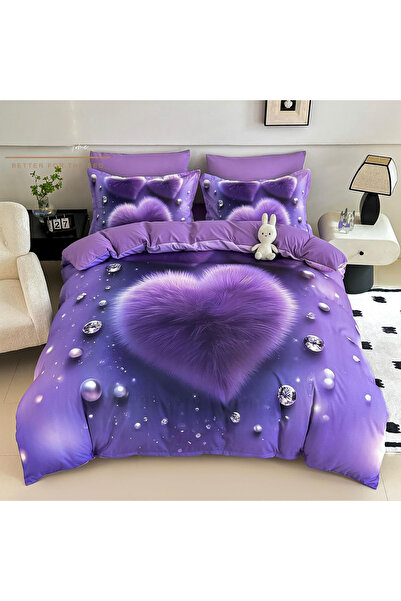 FIONNA.RO Finet Duvet Cover Set 4 Pieces With 5D Stretchy 1 Person - Purple V...