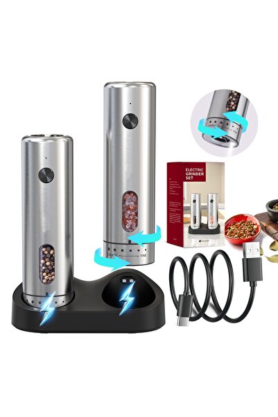 nuvora Set 2 rasnite electrice pentru sare si piper, NUVORA, Reincarcabile, C...