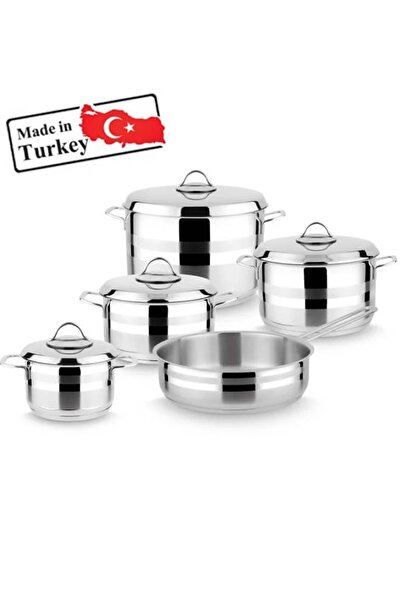 Badraig Turkish Stainless Steel Cookware Set 9 Pieces, Silver Top Chef