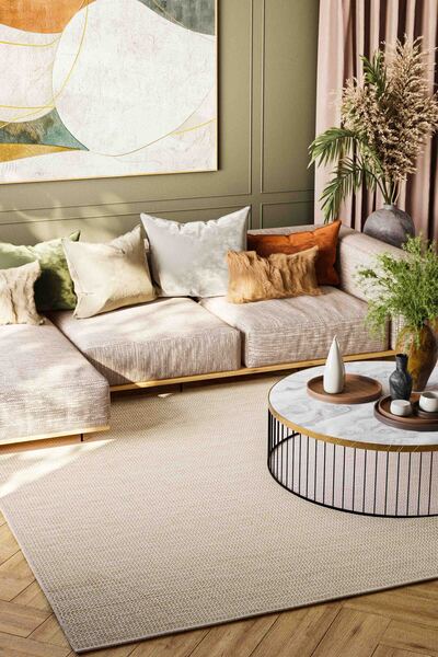 Oriente Home Velora Bej Hasır Dokuma Kaymaz Taban Sisal Kilim Yıkanabilir Salon Halısı 1922