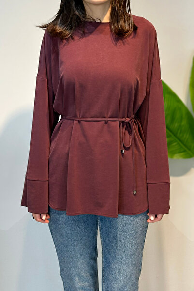 Lale Butik Cotton Blouse Tunic 7465 Claret Red