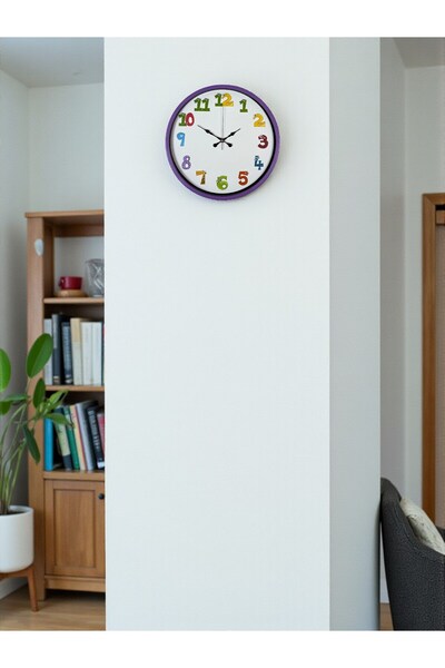 Leyaton 36 cm Purple Children's Room Wall Clock Lwlhm-Ytrs345
