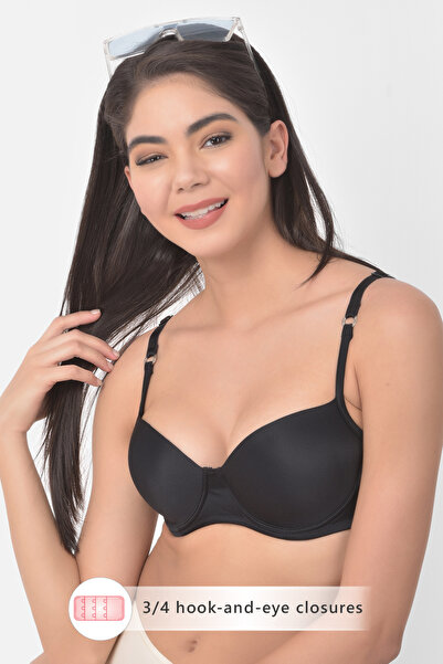 Clovia Level 1 Push-Up Underwired Full Cup Balconette T-shirt Bra in Black