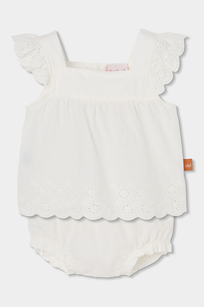 Boboli 2-Piece Set with Ruffled Sleeves 6-24 Months White