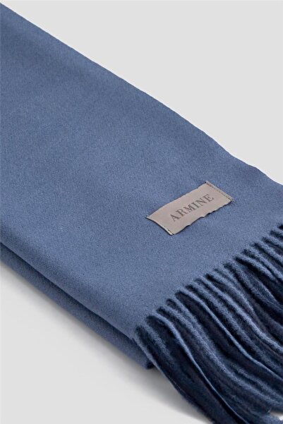 Armine Püsküllü Akrilik Atkı İndigo