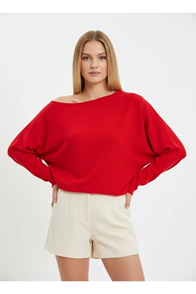 Park Karon Women's Boat Neck Asymmetrical Rib Cut Premium Yarn Knitwear Sweat...