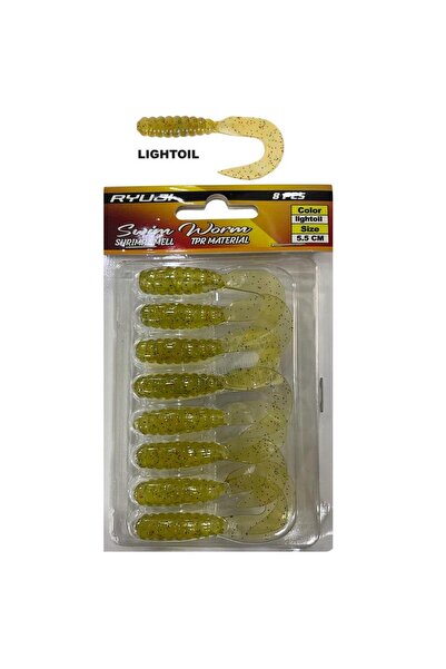 RYUJI Swim Worm 5.5cm 1.5gr Kokulu LRF Silikon Yem 8 Adet Light Oil
