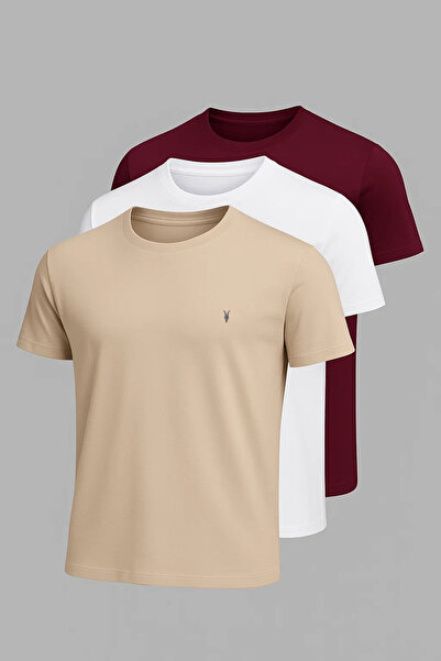 COMBİNE MİCHAİL Ανδρικό άνετο κοντομάνικο μπλουζάκι 3 τεμαχίων