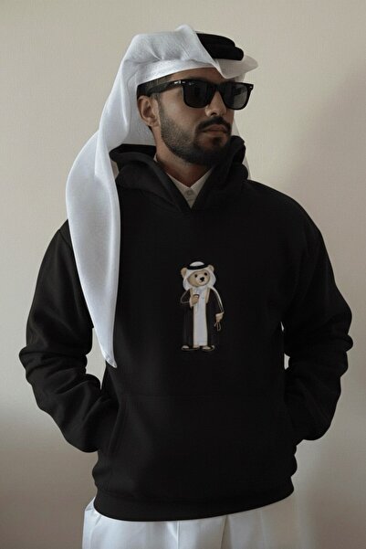 The Champ Clothing Чоловічий оверсайз-светр з капюшоном Qatari Bear Black Чор...