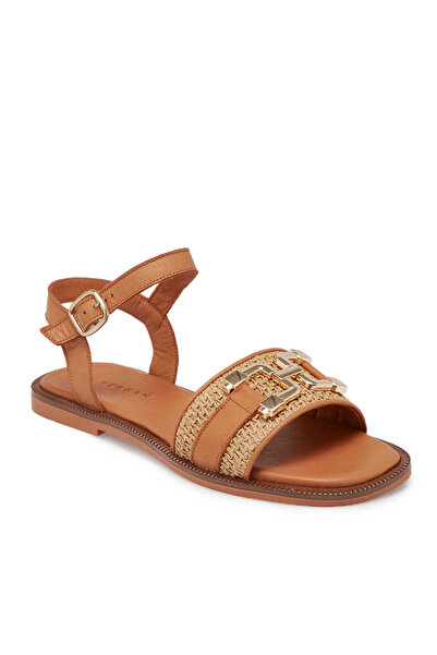 Tergan Taba Hasır - Deri Kadın Sandalet - K25Y1SN68109-L8R
