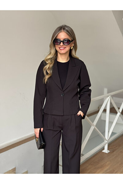 2she سترة قصيرة بياقة مزدوجة - أسود