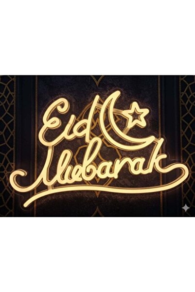 Generic Eid Mubarak Neon Sign with Crescent Moon and Star – Warm White LED Ca...