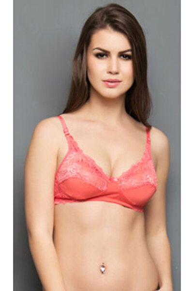 Clovia Fashion Lace Cups Non-padded Bra In Reddish Pink