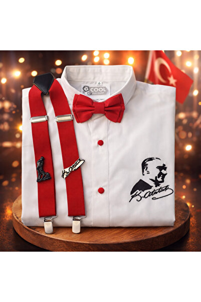 cool partyshop 23 Nisan Erkek Çocuk Tören Takımı – Askılı Gömlek Papyonlu Oku...