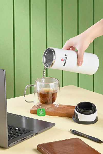 MADMUGS كوب ترمس فولاذي سعة 470 مل 16/أونصة، كوب سفر مزدوج الطبقات مفرغ الهوا...