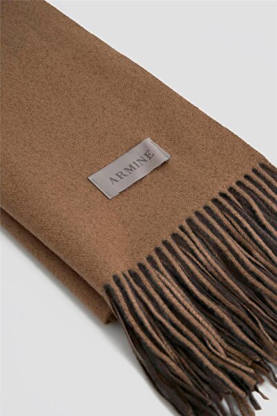 Armine Püsküllü Akrilik Atkı Açık Kahve