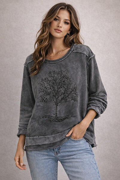 Erimeks KADIN TAŞLI SWEATSHIRT