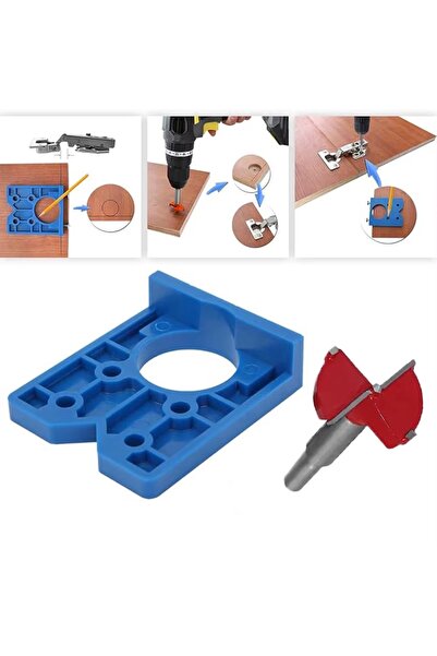 Depolife Meteşe Yeri Açma Panç ve Hizalama Delme Aparatı 35mm Ahşap Panç Delm...