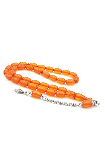 Murty99 Silver Plated Whipped Capsule Cut Orange Catalin Rosary