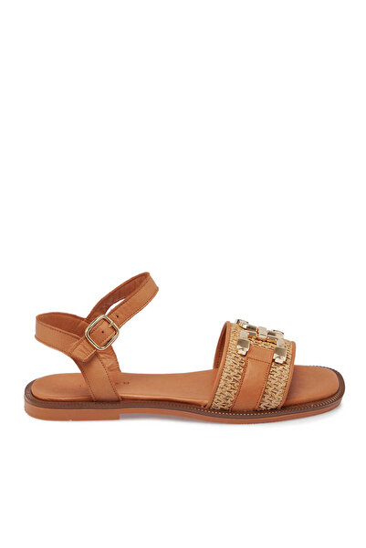 Tergan Taba Hasır - Deri Kadın Sandalet - K25Y1SN68109-L8R