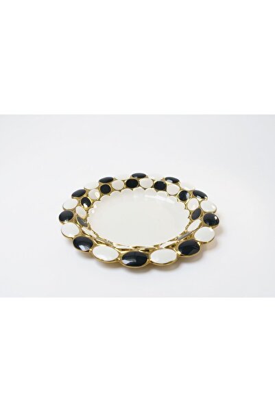 ROY KING LENA YUVARLAK SUNUM TABAK SİYAH/BEYAZ 31 CM