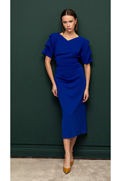 KAMEYA Volan Kollu Midi Elbise