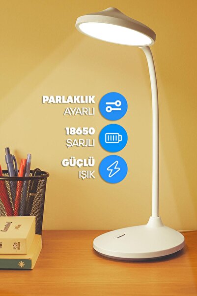 ALASTOR Şarjlı Masa Lambası Işık Ayarlanabilir Telefon Tutuculu Ders Çalışma ...