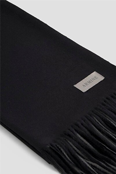 Armine Püsküllü Akrilik Atkı Siyah