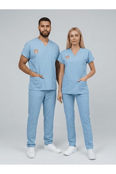 Dr. Mitra زي الطبيب والطبيبة |   الزي الرسمي الألاسكي الأزرق للجنسين يتوافق م...