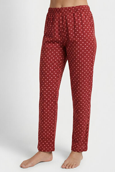 Laperissa Burgundy Hearted Viscose Woven Pajama Bottoms