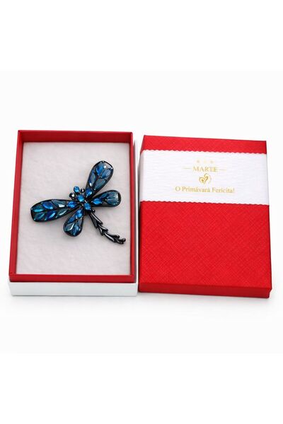 OEM Mărțișor Broșă Libelulă Albastră cu Cristale, Design Elegant și Modern