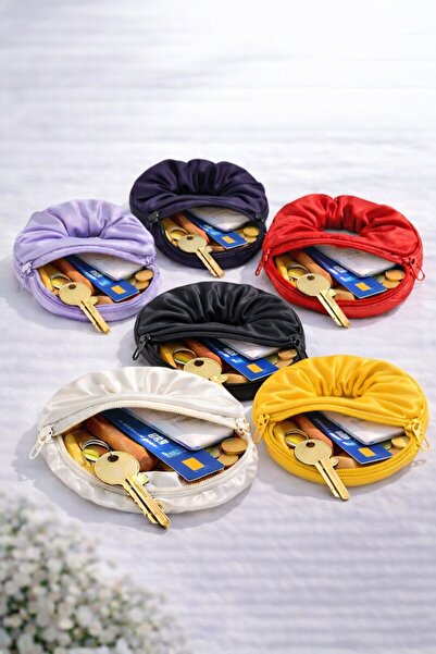 Cüzdanlı Saç Tokası 6’lı Set Fermuarlı Mini Cüzdanlı Para & Anahtar Koymalı Kadın Saç Aksesuarı