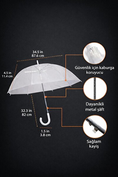Luna Nueva Şeffaf Şemsiye Premium Dayanıklı – Otomatik Açılır Şeffaf Şemsiye ...
