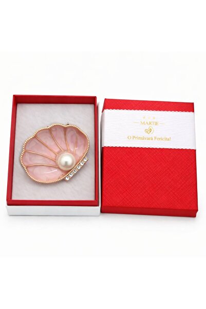 OEM Mărțișor Broșă Scoică Roz cu Perlă și Cristale, Design Elegant și Delicat