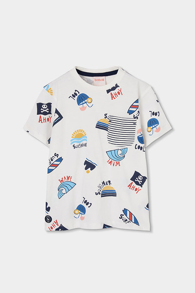 Boboli Surf Patterned Tshirt 2-6 Years White