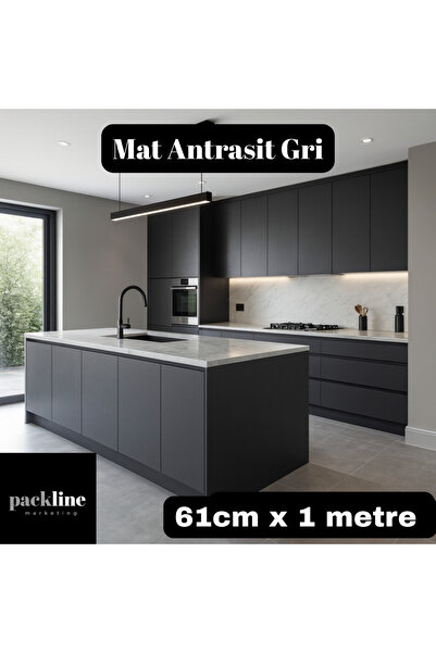 Packline Marketing Mat Antrasit Gri Yapışkanlı Folyo Mutfak Dolap ve Mobilya ...