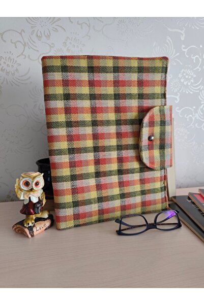 Talay Accessories Ekose Desenli Kitap Kılıfı Organizer | Çıtçıt Kapamalı Kuma...