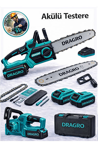 Dragro 21v Kömürsüz Dijital Gösterge Otomatik Yağlamalı Akülü Dal Kesme Budam...