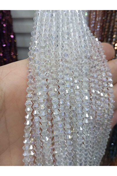 Ralp Moda Mărgele de sticlă de cristal piramidal de 4 mm, 10 șiruri, total: 8...