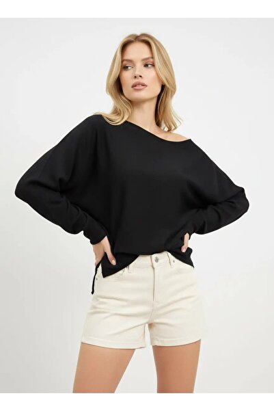 Park Karon Women's Boat Neck Asymmetrical Rib Cut Premium Yarn Knitwear Sweat...