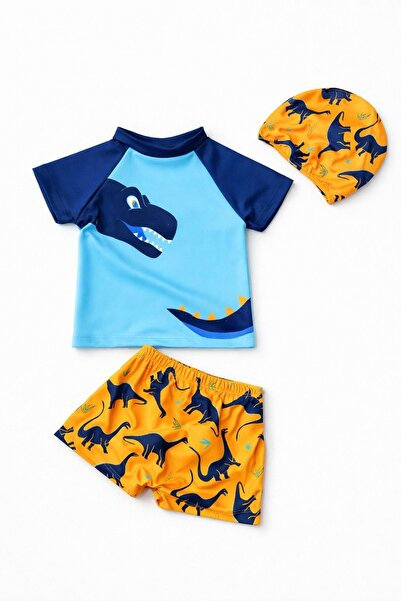 Lolliboomkids Boy's Surfer Swimsuit Set with Dinosaur Pattern - Boneli - Mult...