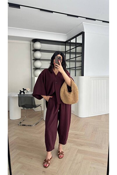 ÇEÇİM Kadın Oversize Kimono Ceketli Takım NSA-58081