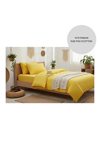 ayçiçek home Single Bedding Set 100/200 Non-Elastic Bed Sheet 150/215 Quilt S...