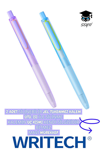 SEYFİKİRTASİYE 2Pcs 0.5 mm Erasable Gel Ballpoint Pen Iron-On Erasable Tip Pa...