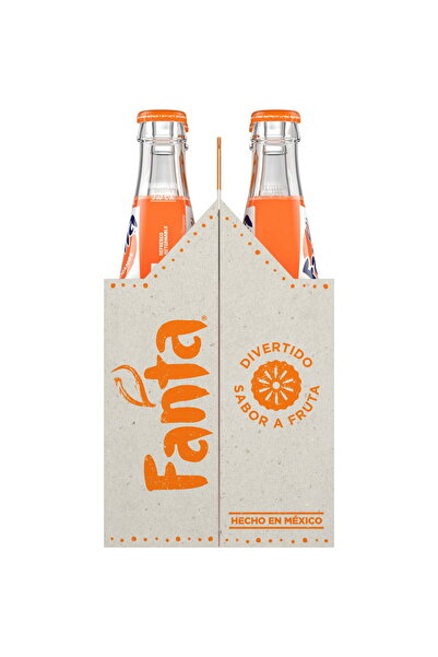 Fanta زجاجة برتقالية اللون، 4 زجاجات سعة 250 مل